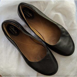 Clarks Black Leather Flats